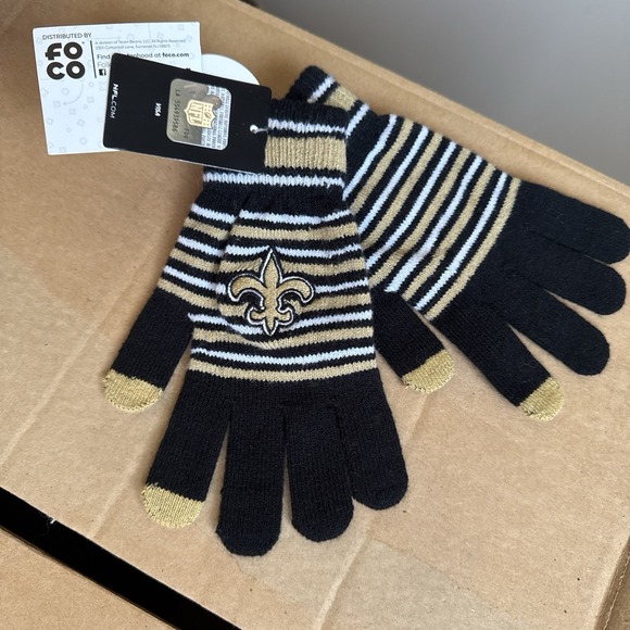 Licensed NFL New Orleans Saints Knit Gloves One Size Fits Most Free Ship FOCO - Picture 1 of 8